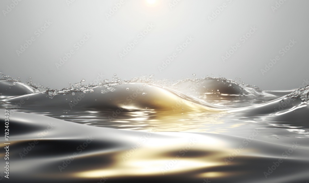 Poster serene water surface texture with ripples and splashes generative ai