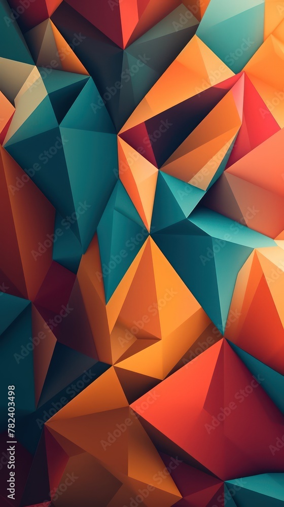 Poster vibrant abstract composition with geometric shapes and fluid curves generative ai