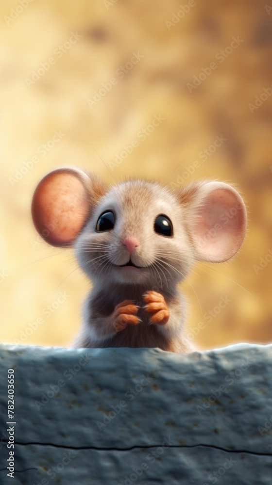 Poster realistic and adorable mouse in cinematic setting generative ai