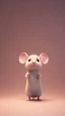 Realistic Illustration of an Adorable Mouse on a Simple Background Generative AI