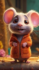 Lifelike Illustration of a Charming Mouse on a Vibrant Background Generative AI