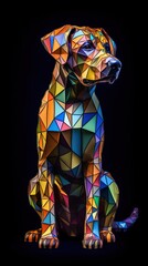 Vibrant Stained Glass Canine Portrait Generative AI