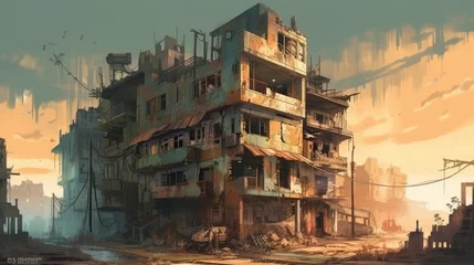 Foto op Plexiglas Haunting Ruins of a Dystopian Future City Generative AI © AlexandraRooss