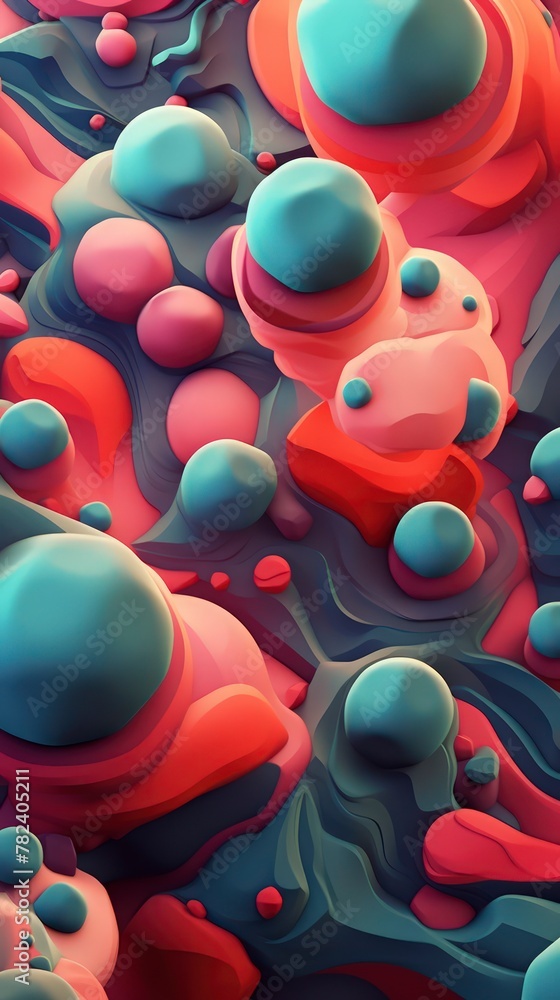 Poster harmonious abstract composition with fluid shapes generative ai