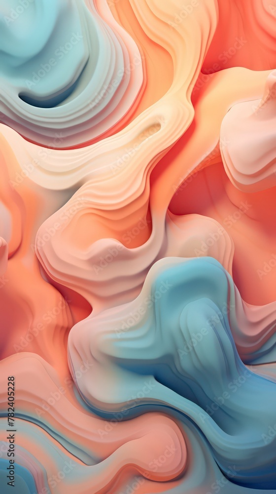 Poster harmonious abstract composition with fluid shapes generative ai