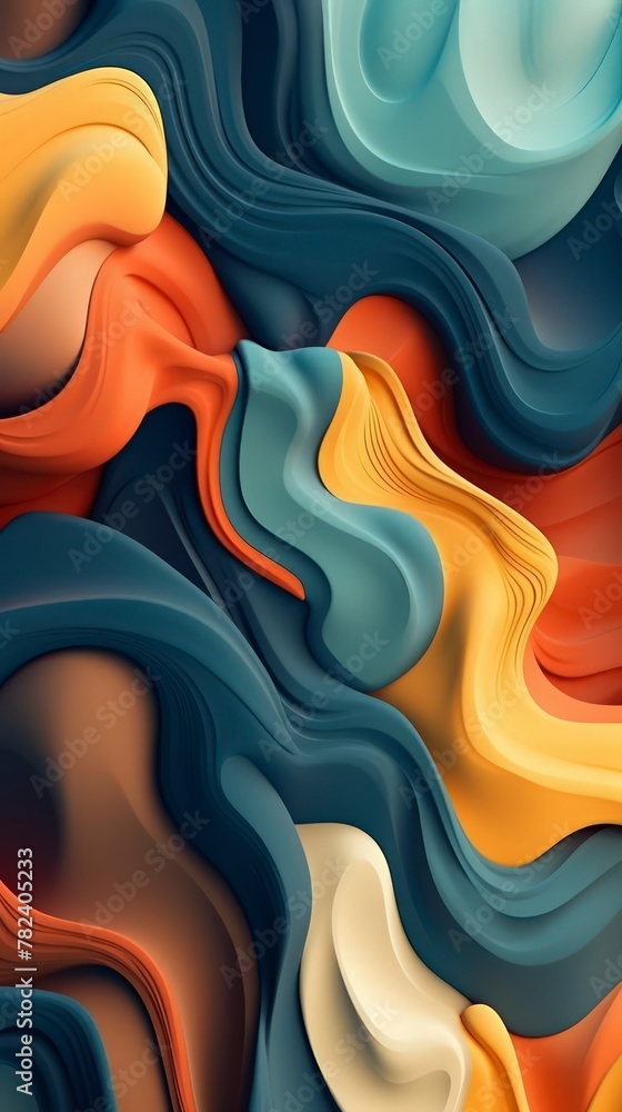Poster harmonious abstract fluid shapes composition generative ai