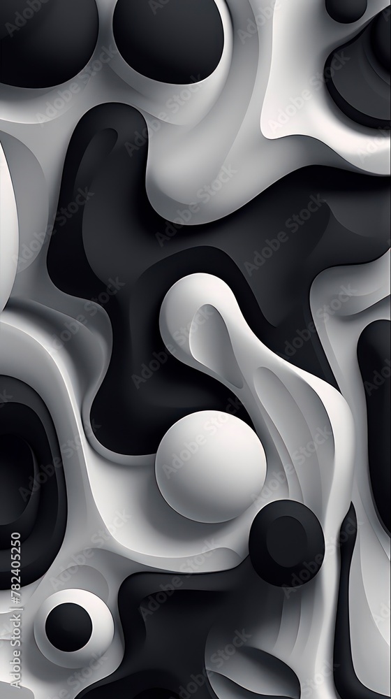 Aufkleber monochromatic abstract composition with organic forms generative ai