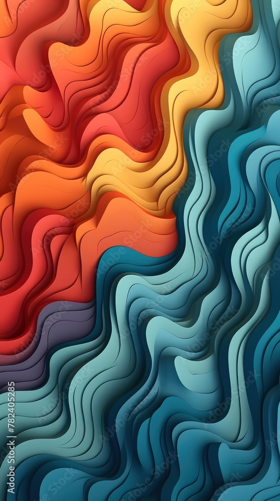 Poster vibrant abstract art with contrasting color palette generative ai