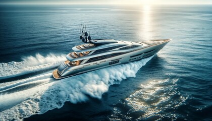 Luxury yacht in open sea
