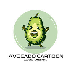 Avocado Cartoon Vector Logo Design