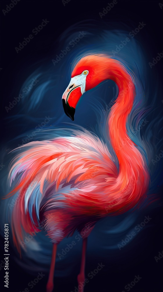 Poster vibrant flamingo in abstract art style generative ai
