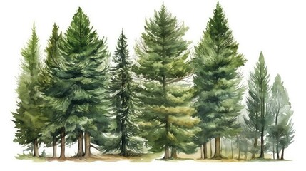 Serene Watercolor Forest Landscape Generative AI - obrazy, fototapety, plakaty