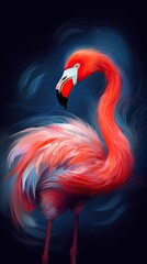 Vibrant Flamingo in Abstract Art Style Generative AI