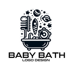 Baby Bath Vector Logo Design