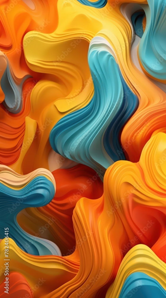 Poster fluid and dynamic abstract shapes in motion generative ai