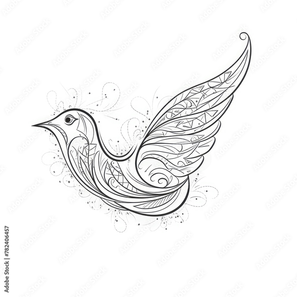 Poster Minimalist Continuous Line Drawing of Dove Symbol Generative AI