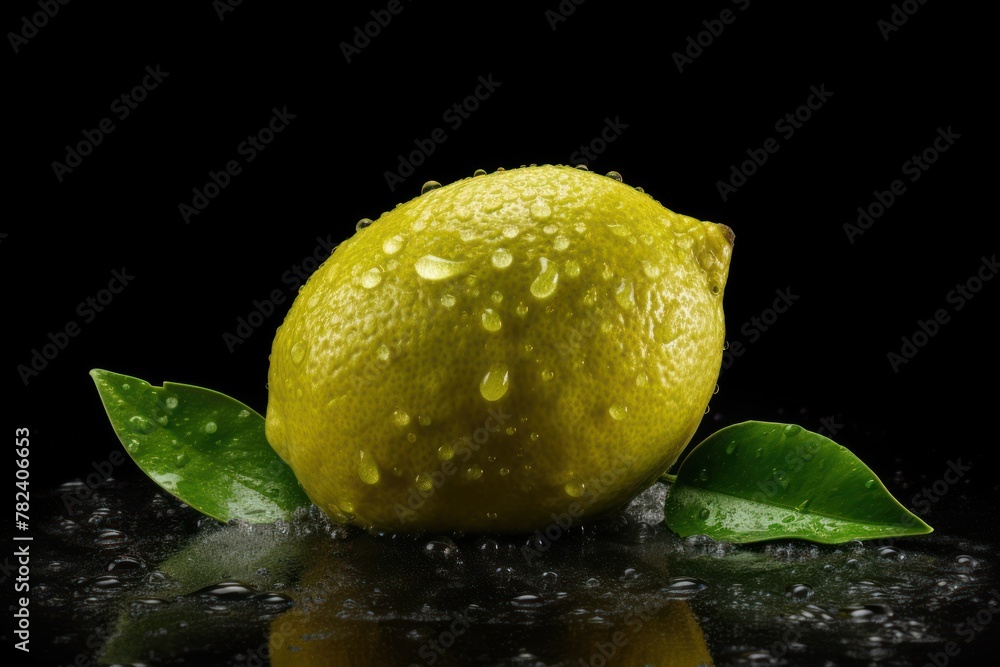 Poster close-up photography of a lemon on a white studio background generative ai