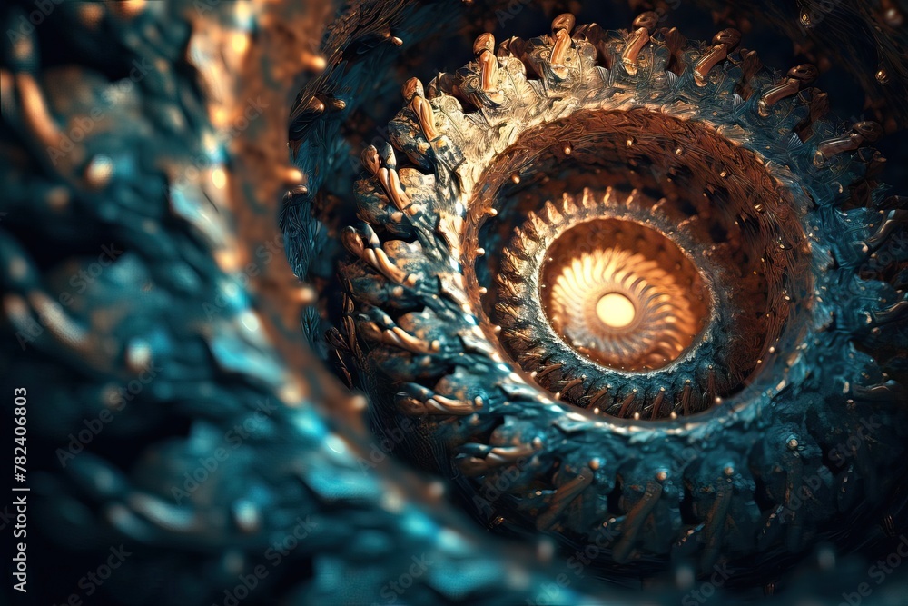 Poster captivating abstract fractal patterns and spirals generative ai
