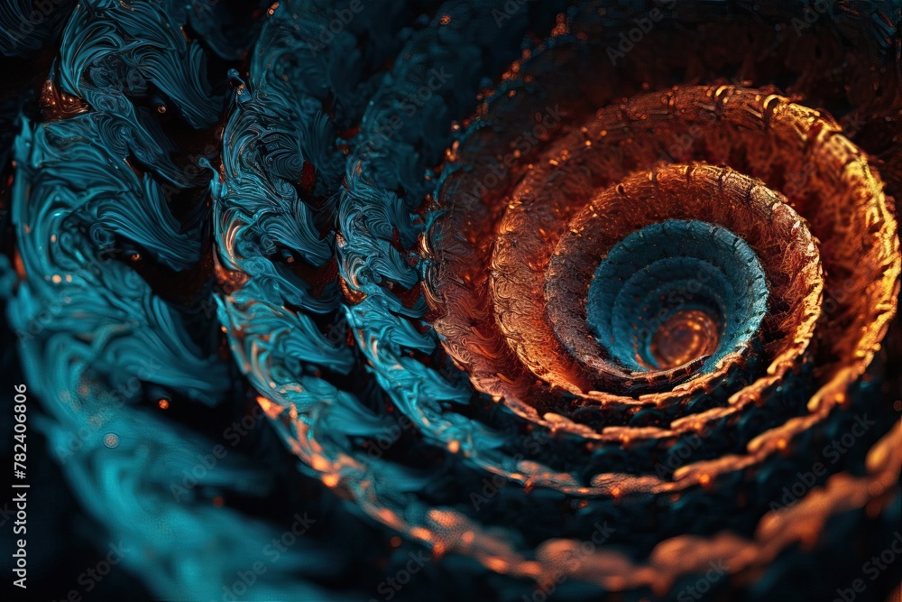Aufkleber captivating fractal patterns and spirals in abstract circular artwork generative ai
