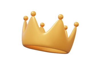 Gold royal king crown icon on isolated background. diadem jewelry leadership emperor concept. Cartoon minimal style cute smooth. 3d render illustration © N ON NE ON