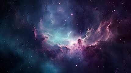 Stunning Galactic Backdrop with Cosmic Clouds and Starry Night Sky Generative AI - obrazy, fototapety, plakaty