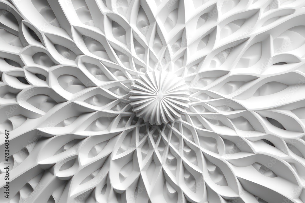 Poster elegant geometric texture in pristine white generative ai