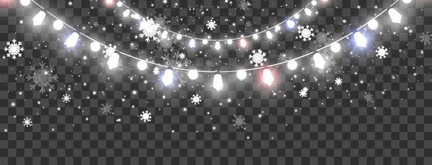 Vector illustration of a light garland on a transparent background.
