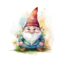 Whimsical Woodland Gnome in Pastel Watercolors Generative AI