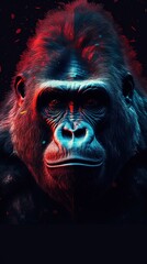 Typographic Gorilla on Dark Background Generative AI