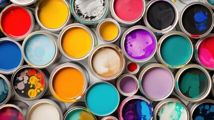 Colorful paint cans