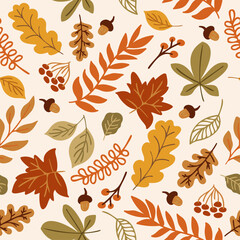 Obraz premium seamless pattern with autumn leaves