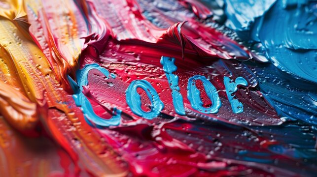 a close up of a colorful paint palette with the word color