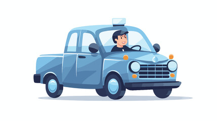 Car vehicle with driver isolated icon 2d flat carto