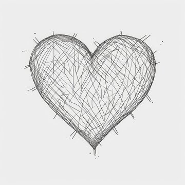 Delicate Heart Sketch in Line Art Style Generative AI