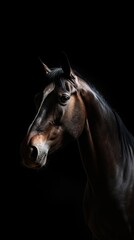 Minimalist Horse Portrait on Dark Background Generative AI