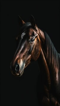 Minimalist Horse Portrait on Dark Background Generative AI