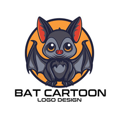 Bat Cartoon Vector Logo Design