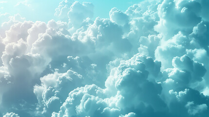 Soft and fluffy cloud texture, full of lightness and unpredictability with space for text in blue shades - obrazy, fototapety, plakaty