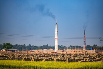 Brick production in Bangladesh, factory producing bricks