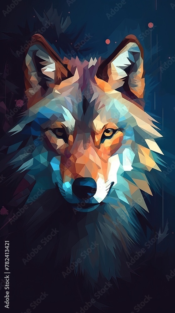 Aufkleber abstract low polygon artwork on dark background generative ai