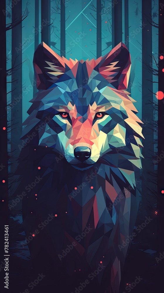 Poster abstract low polygon artwork on dark background generative ai