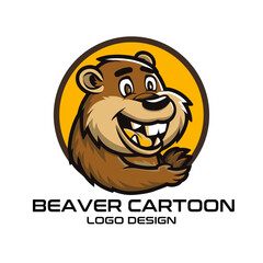 Beaver Cartoon Vector Logo Design