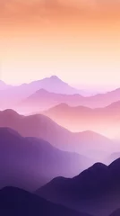 Fototapeten Majestic Mountain Landscape in Golden and Purple Minimalist Tones Generative AI © AlexandraRooss