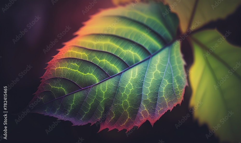 Poster ethereal leaf texture with intricate veins generative ai