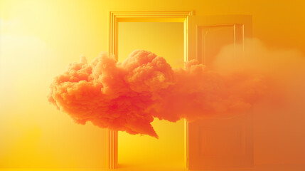 image of a cloud of orange smoke near the door. - 782415640