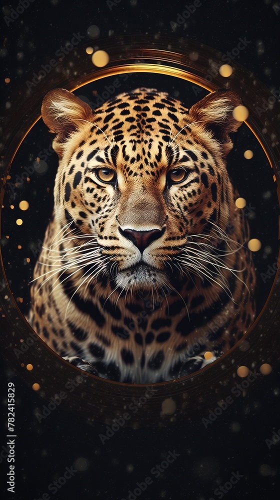 Poster abstract leopard typography artwork generative ai