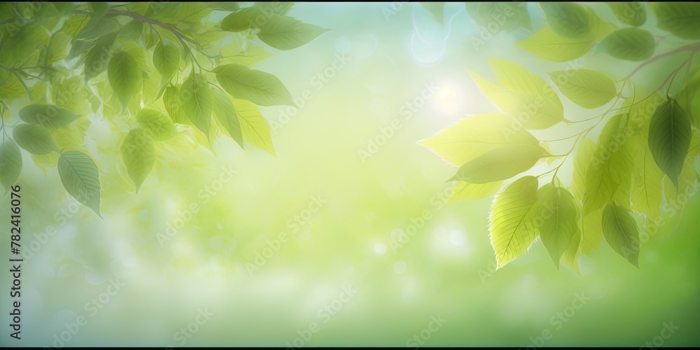 Poster tranquil greenery with soft bokeh sky generative ai
