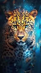 Vibrant Leopard Painting in Watercolor Generative AI
