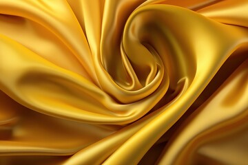 Luxurious Yellow Fabric with Elegant Folds and Ripples Generative AI