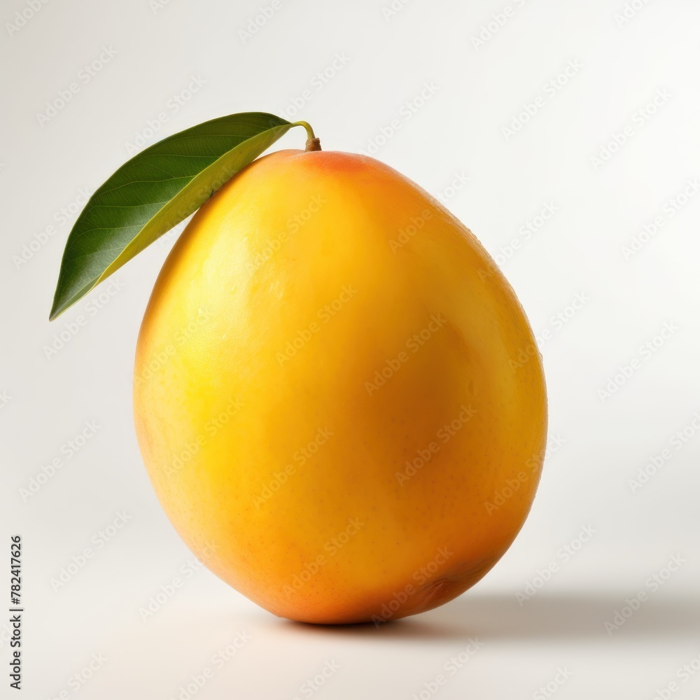 Poster minimalist mango on a white surface generative ai